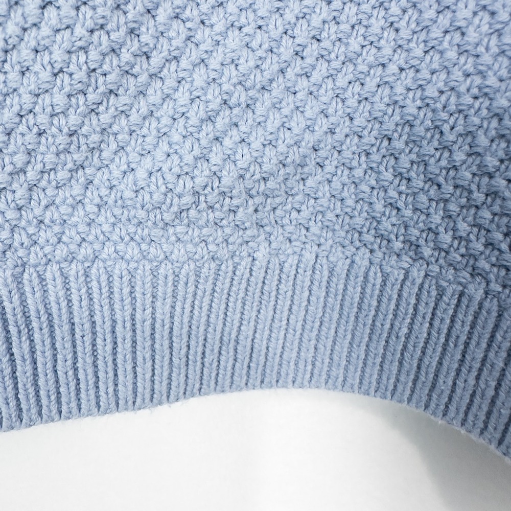 Boden Textured Cotton Button Shoulder Sweater Womens Large Blue Preppy Coastal - Picture 7 of 16